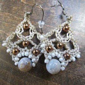 Handmade Macrame and Bead Earrings